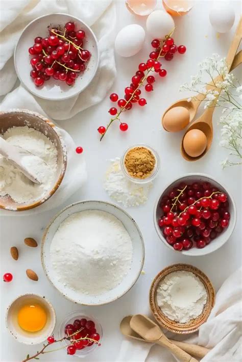Johannisbeeren auf Mürbeteigboden - Zutaten arrangiert