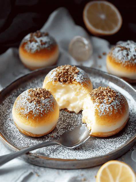 Käsekuchen Kugeln auf einer Servierplatte