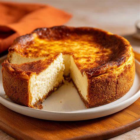 Käsekuchen im Anschnitt - Textur, Rand und goldene Oberfläche