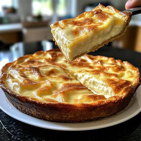 Käsekuchen im Anschnitt auf Teller