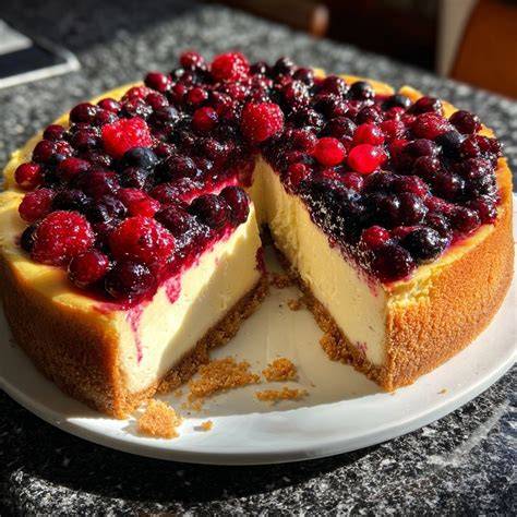 Käsekuchen mit Beeren-Topping - Möglichkeiten für Dekoration
