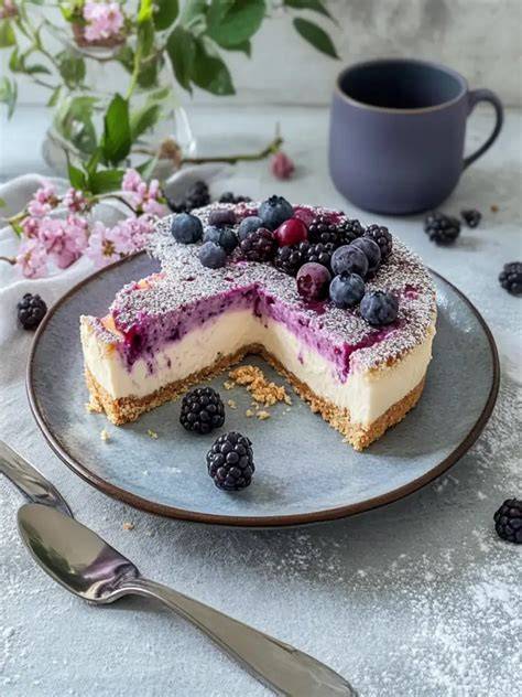 Käsekuchen mit Blaubeeren und Limettenschale