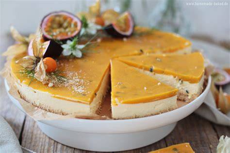 Käsekuchen mit Maracuja und Kokos