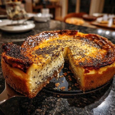 Käsekuchen mit Mohnfüllung und Zitrone als frische Variation