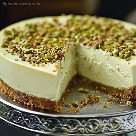 Käsekuchen mit Pistazien und Guss