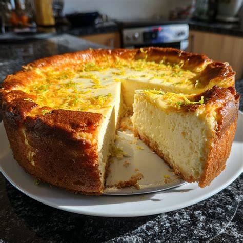 Käsekuchen mit Zitronenschale - Nahaufnahme