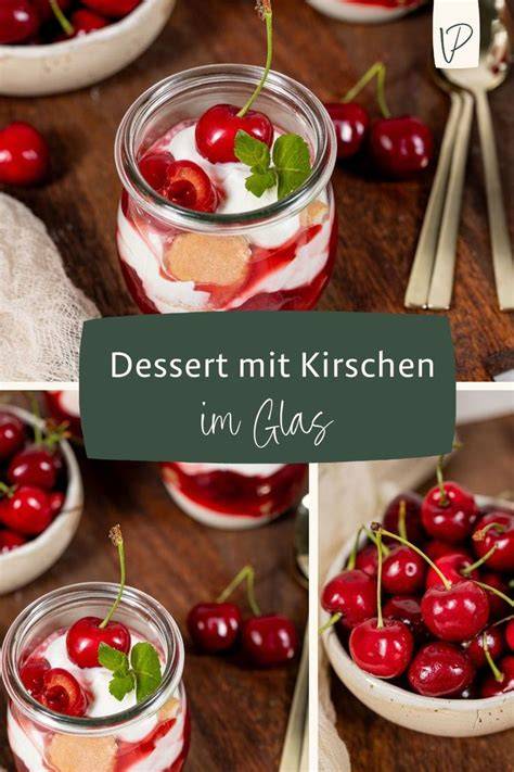 Käsekuchen-Creme im Glas mit Kirschen