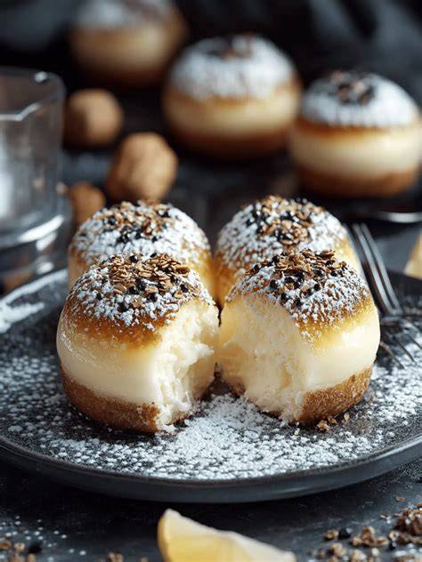 Käsekuchen-Kugeln als Fingerfood auf einer Partytafel