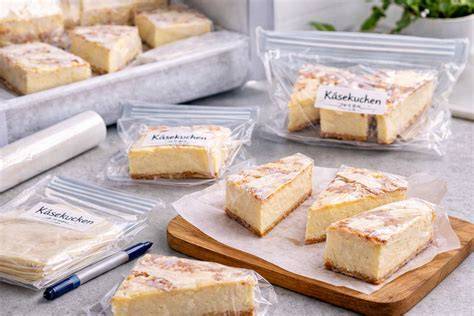 Käsekuchenstücke und Portionsbeispiel