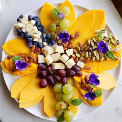 Käseplatte mit Früchten, Nüssen und Crackern