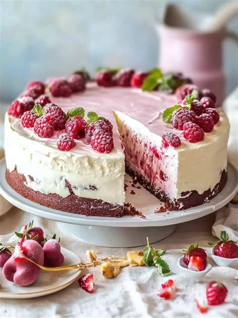 Kühle Yogurette Torte mit deutlich sichtbaren Schichten