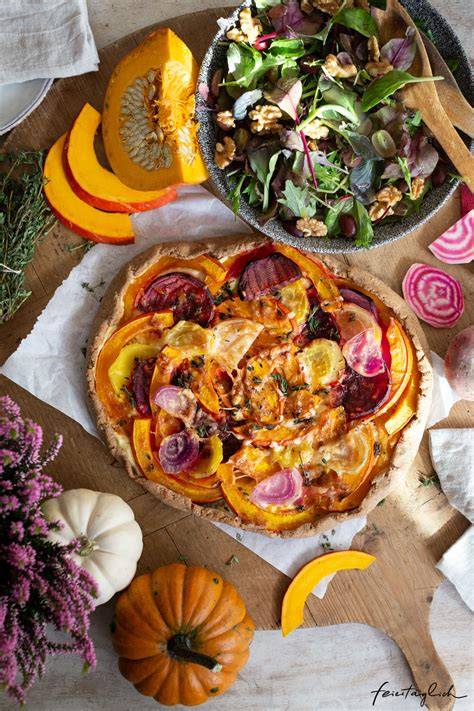 Kürbis Tarte mit Haselnussboden