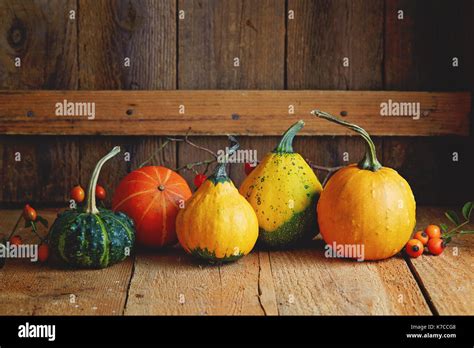 Kürbis und Gewürze auf Holztisch - Herbststimmung