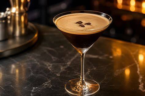 Kaffee-Cocktail (Espresso Martini) mit Kaffeebohnen