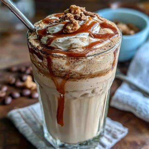 Kaffee-Kakao Shake Glas und Zutaten