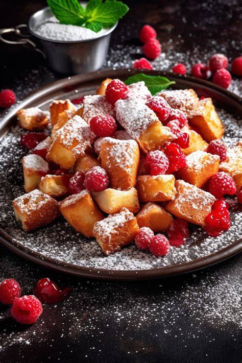 Kaiserschmarren auf einem Teller mit Staubzucker