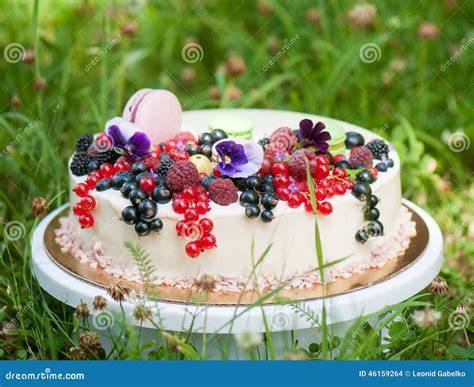 Kalmuck Torte Scheibe mit frischen Beeren dekoriert