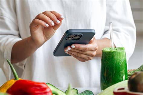 Kalorientabelle und Ernährungs-App auf Smartphone
