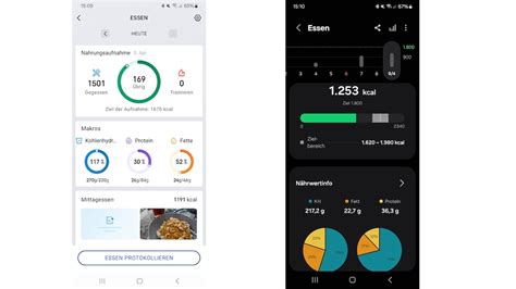 Kalorienzählen App und Notizen