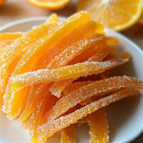 Kandierte Orangenschale und Schokoröllchen als Dekor