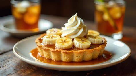 Karamell über Bananen auf Kuchenboden verteilen