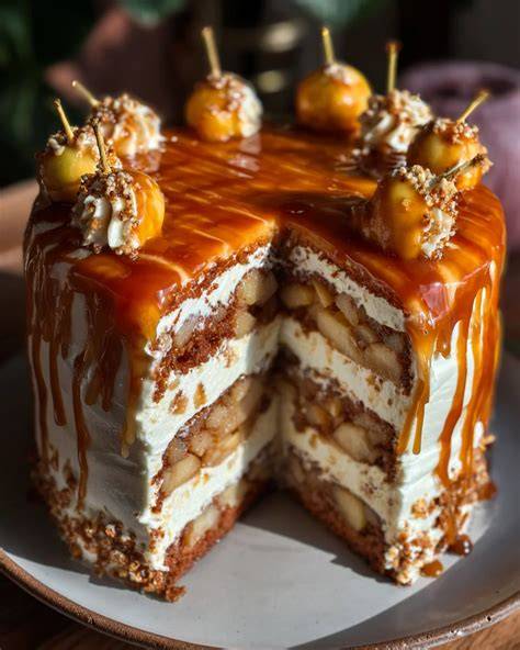 Karamell-Drip Torte mit Popcorn-Dekor