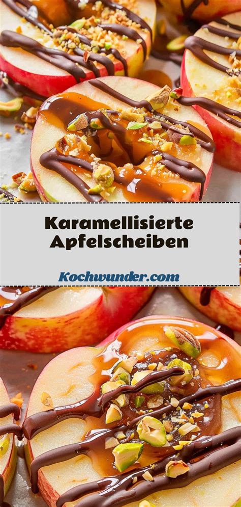 Karamellisierte Apfelscheiben als Tortenverzierung