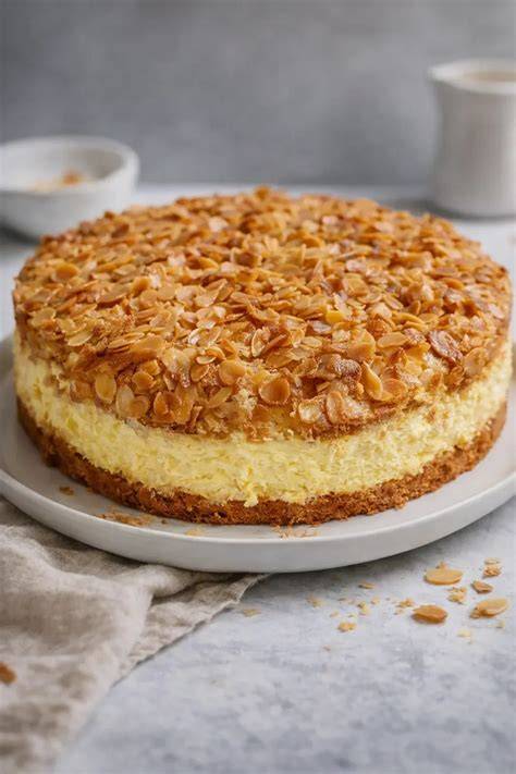 Karamellisierte Mandelblättchen auf einer Torte