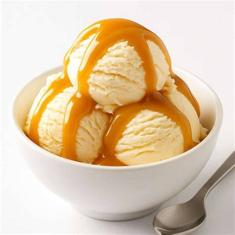 Karamellsauce als Swirl im Eis