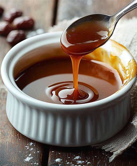 Karamellsauce als Topping auf Kuchen