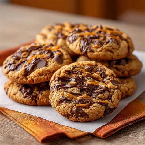 Karamellsauce in Schale und über Cookies geträufelt