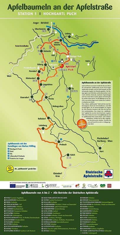 Karte/Infografik: Steirische Apfelstraße und regionale Apfelvielfalt