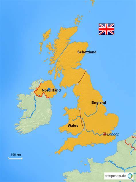 Karte: Großbritannien, EU, Sondergebiete und Reiserouten