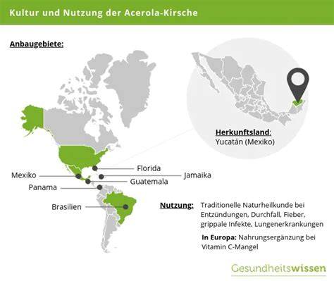 Karte: Hauptanbaugebiete der Acerola-Kirsche
