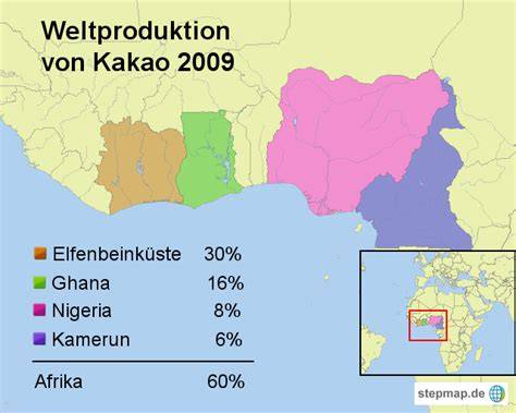 Karte: Hauptexportländer von Kakao (Elfenbeinküste, Ghana) und Lieferketten