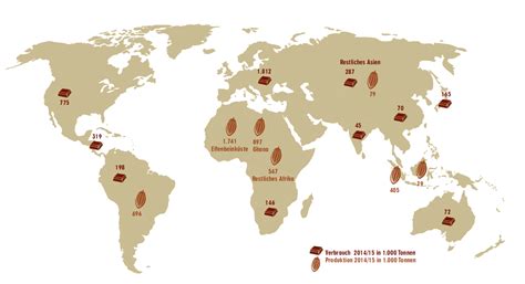 Karte: Herkünfte von Kakao und Wein, Terroir-Illustration