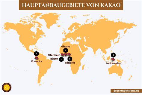 Karte: Herkunft der Hauptzutaten für Schokoaufstrich