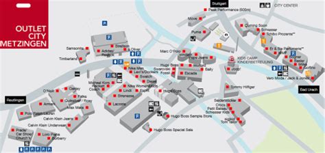 Karte: Lage des Lindt Outlet Stores innerhalb der Outletcity Metzingen