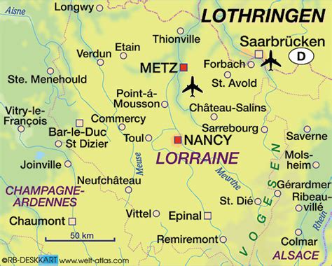 Karte: Nancy und Lothringen, Frankreich