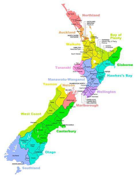 Karte: Regionen in Neuseeland mit Manuka-Standorten (Northland, East Cape, Waikato, Canterbury)