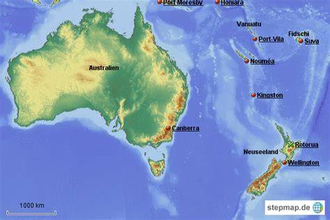 Karte Australien und Neuseeland - Herkunft der Pavlova