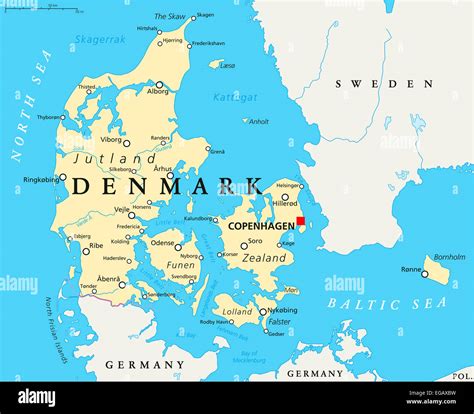 Karte Dänemarks mit Hinweis auf Kopenhagen