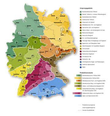 Karte Deutschlands mit Herkunftsregionen typischer Lebkuchenarten