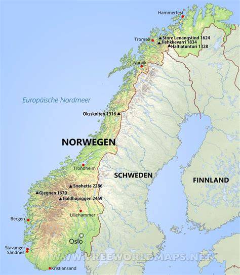 Karte Norwegens mit Verteilung der Wälder und Hauptgebiete der Imkerei