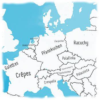 Karte Pfannkuchen Varianten in Europa