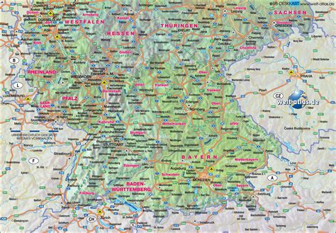 Karte Süddeutschland mit Dampfnudelregionen (Pfalz & Bayern)