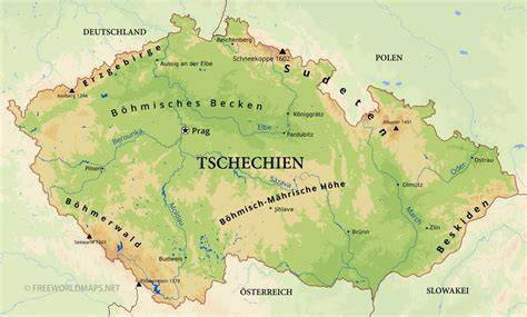 Karte Tschechiens mit Honigregionen (Fichtelgebirge-ähnliche Regionen, Mittelgebirge)