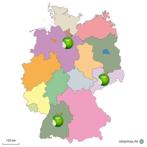 Karte der Apfelanbaugebiete in Deutschland