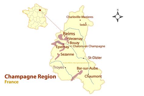 Karte der Champagne-Region und Champagnerherstellung
