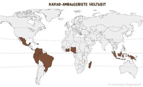 Karte der Kakaoanbaugebiete mit Agroforstsystemen